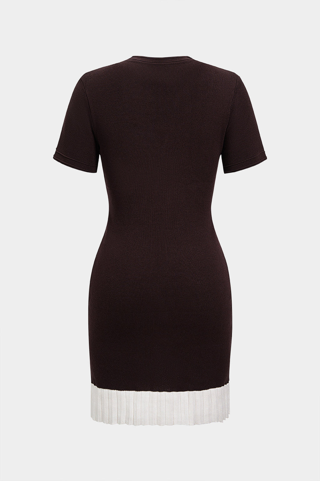 DressNovel Contrast Round Neck Metallic Button Short Sleeve Mini Dress