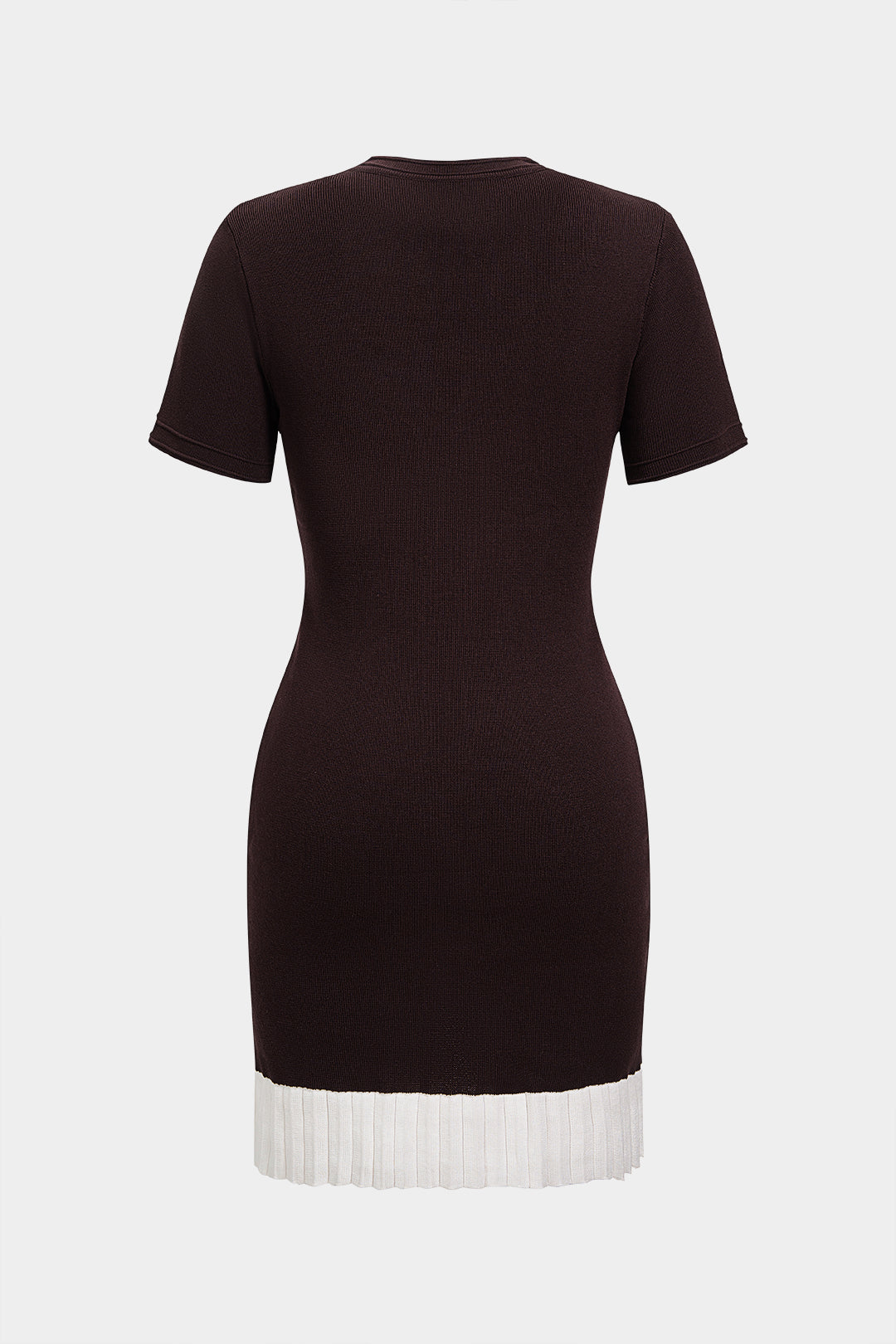 DressNovel Contrast Round Neck Metallic Button Short Sleeve Mini Dress