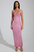 DressNovel Cowl-Neck Maxi Dress in Pink