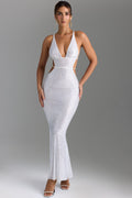 DressNovel Cut-Out Backless Maxi Dress in White