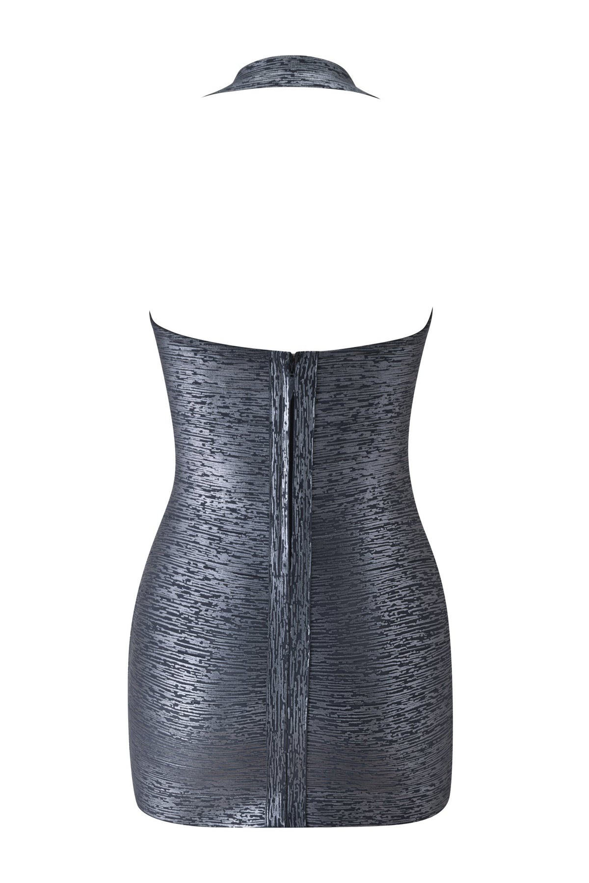 DressNovel AIDEN PLATINUM BANDAGE MINI DRESS - CHARCOAL
