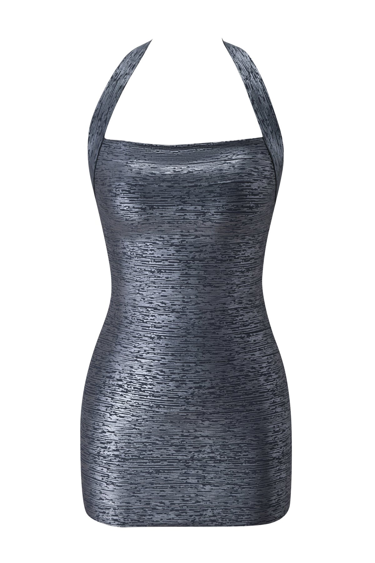 DressNovel AIDEN PLATINUM BANDAGE MINI DRESS - CHARCOAL
