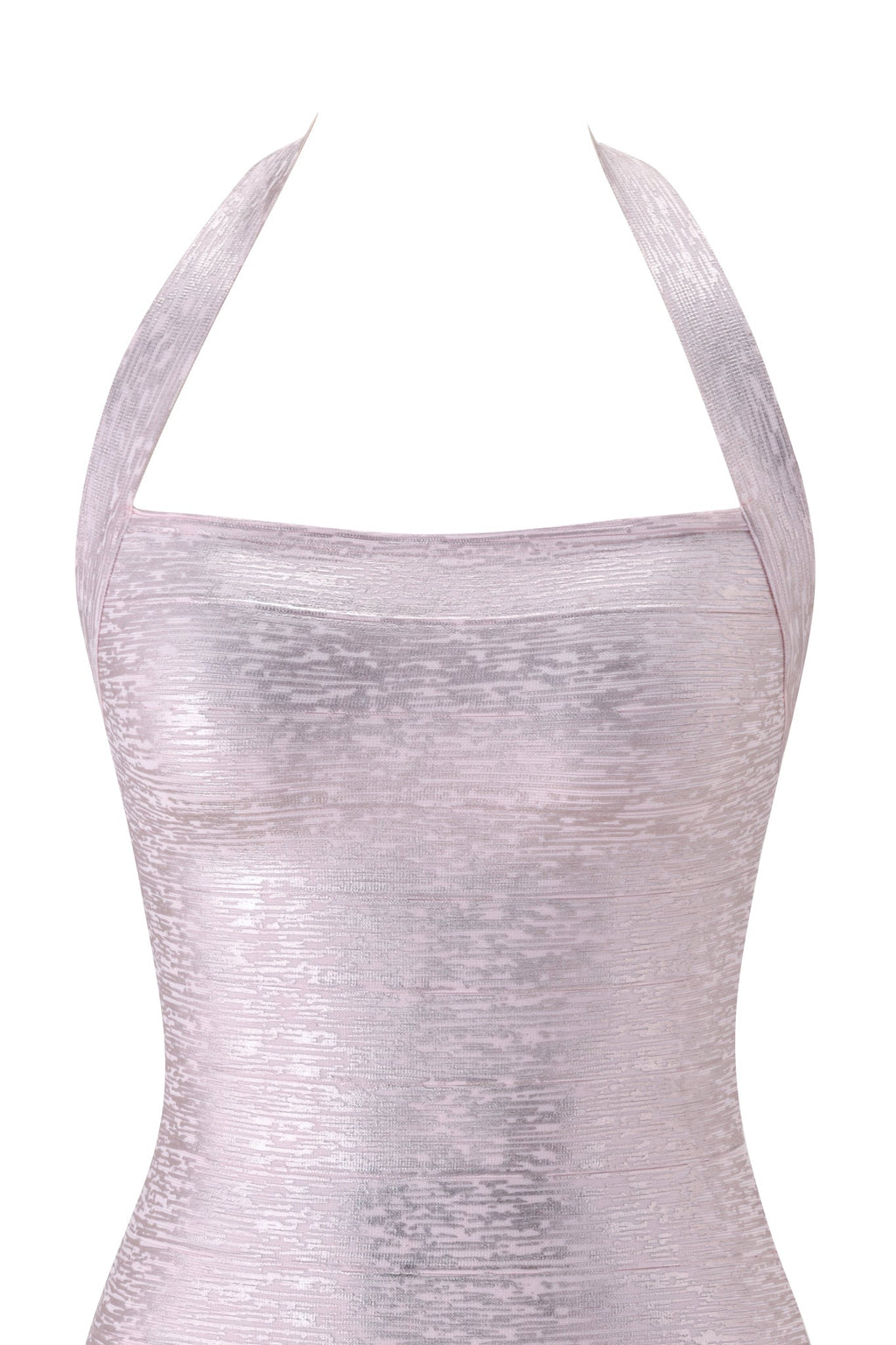 DressNovel AIDEN PLATINUM BANDAGE MINI DRESS - PINK PEARL