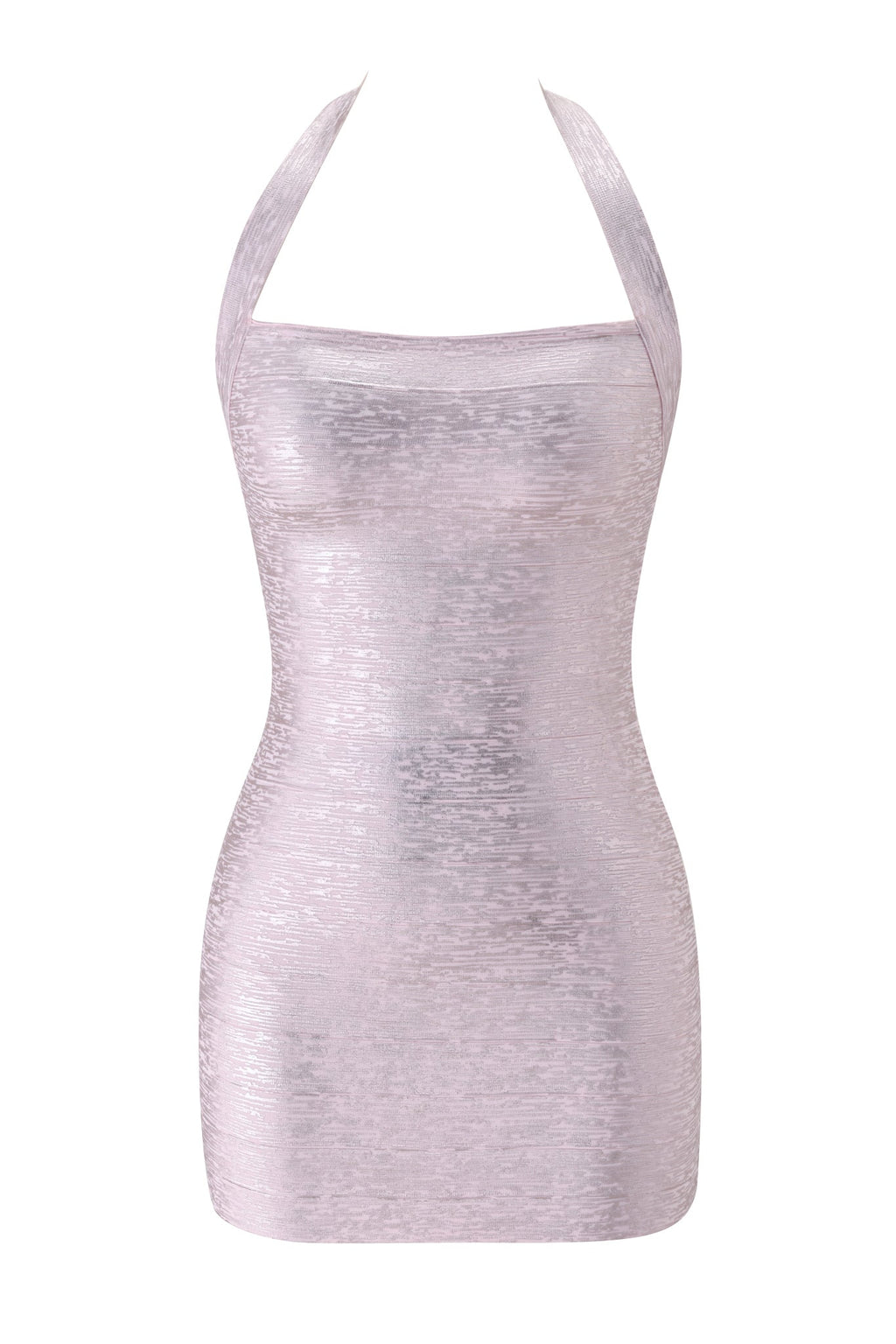 DressNovel AIDEN PLATINUM BANDAGE MINI DRESS - PINK PEARL