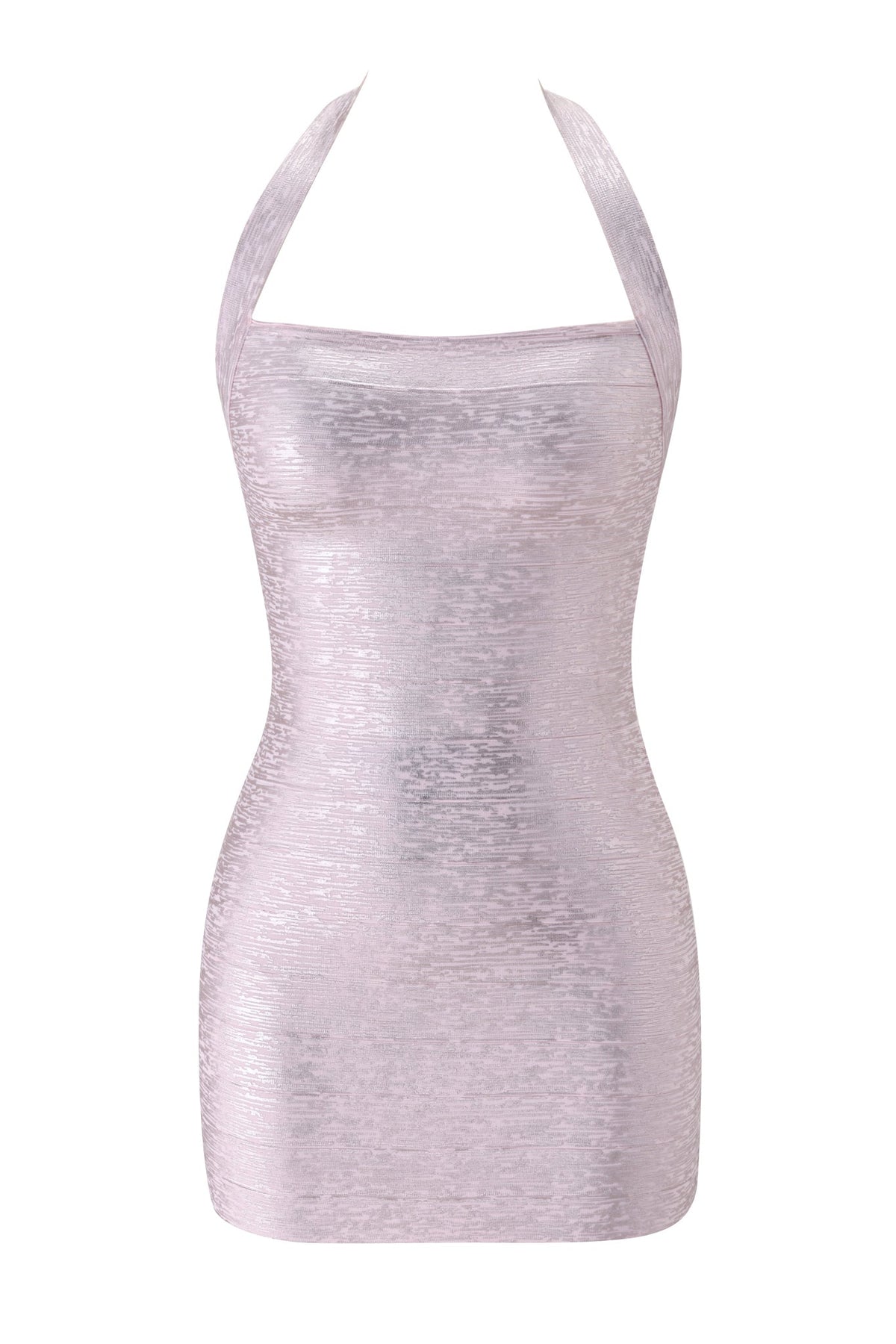 DressNovel AIDEN PLATINUM BANDAGE MINI DRESS - PINK PEARL