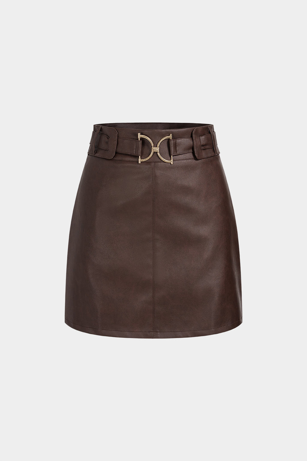 DressNovel Faux Leather Belted Mini Skirt