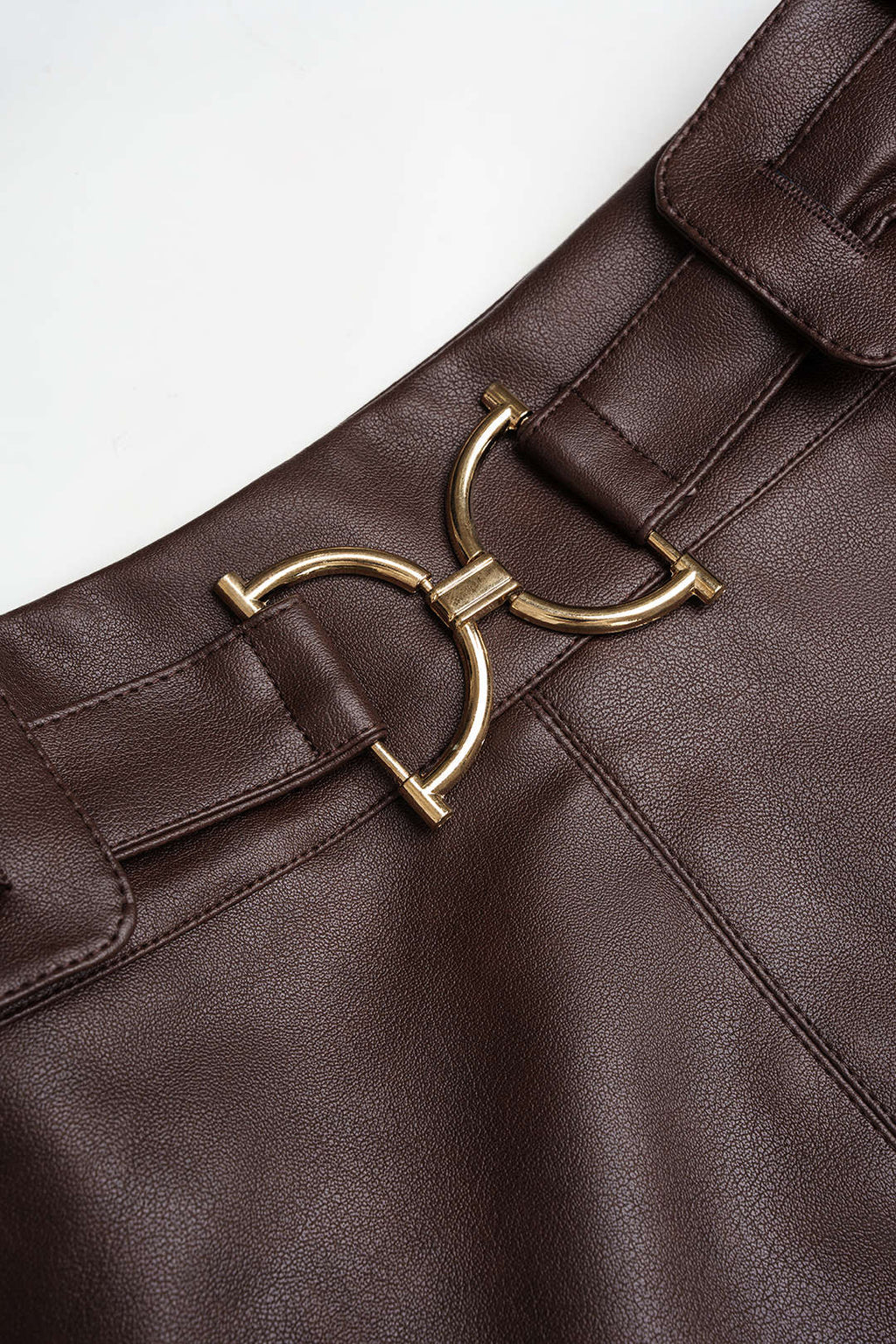 DressNovel Faux Leather Belted Mini Skirt