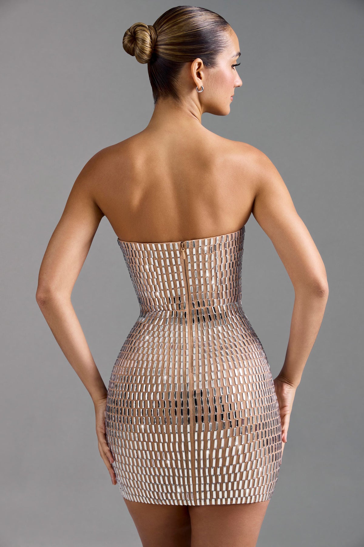 DressNovel Bandeau Mini Dress in Almond
